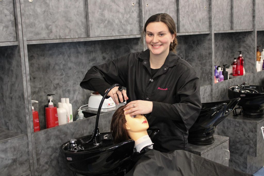 cosmetology student working